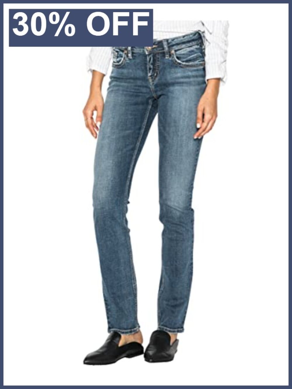 Mid Rise Curvy Fit Straight Leg Jeans with Stretch